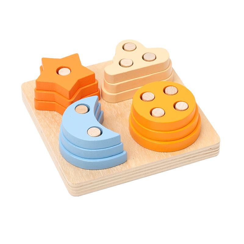 Wooden Sorting Stacking Toy for Toddlers 3Y Stacker Blocks Children Montessori Shape Sorter Toys Educational Matching Puzzles