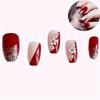 24pcs Matte Coffin Short False Nails, Burgundy Glitter Jelly Gel Nail Art With 3D Camellia Design, DIY Press-On Manicure E