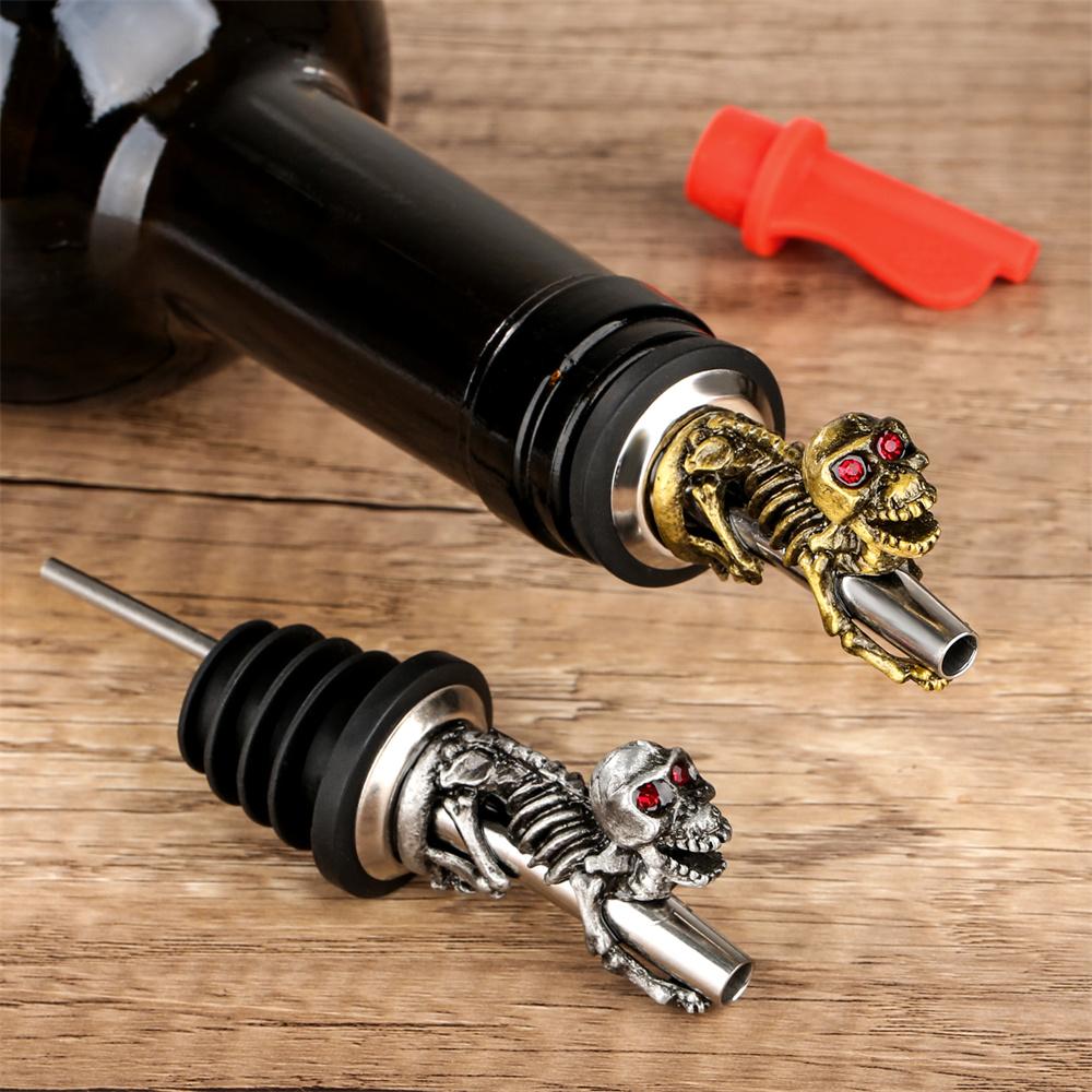 Wine Pourer with Stopper Unique Punk Skull Party Decoration Wine Bottle Vacuum Seal Bottle Stopper Kitchen Bar Tool Wine Gifts 5