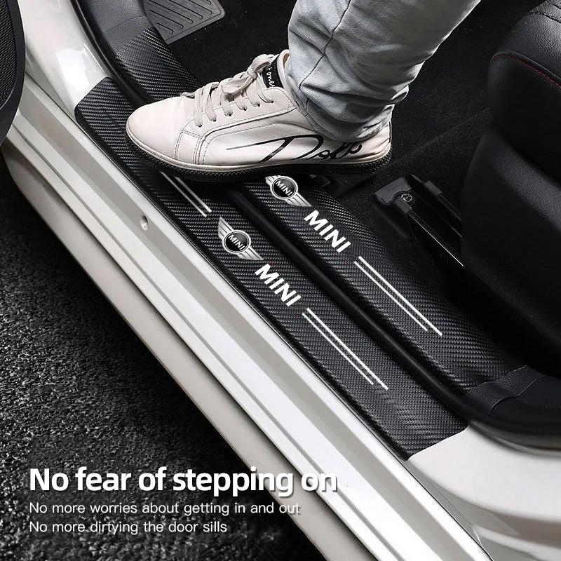 Carbon Fibre Car Threshold Stickers For BMW Mini Cooper One JCW WORKS F55 F56 F57 Car Door Trunk Decorative Sticker Car Styling qclyn77