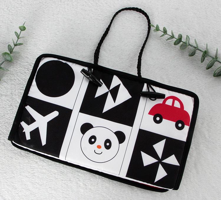 Черно-белое зеркало-кривое зеркало с животными: Подвесное, Складное Зеркало Безопасности для Ребенка для Визуальной Стимуляции