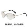 YK Future Technology Wind Sunglasses Oval Steampunk Street Rock Concave Sunglasses Metal Large Frame Mirrors