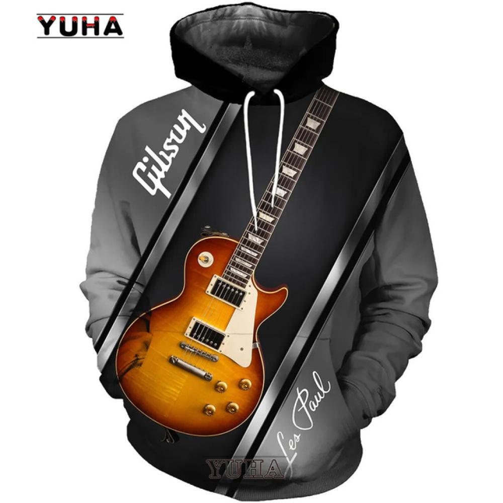 Весенне-осенние мужские толстовки с 3D принтом гитары, толстовка, пуловеры с длинными рукавами в стиле Харадзюку, уличная одежда в стиле хип-хоп, мужская куртка с капюшоном