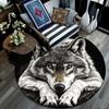 Круглый ковер Серый Волк, Ковер для гостиной, спальни, дивана, игровой комнаты, Нескользящий коврик для пола