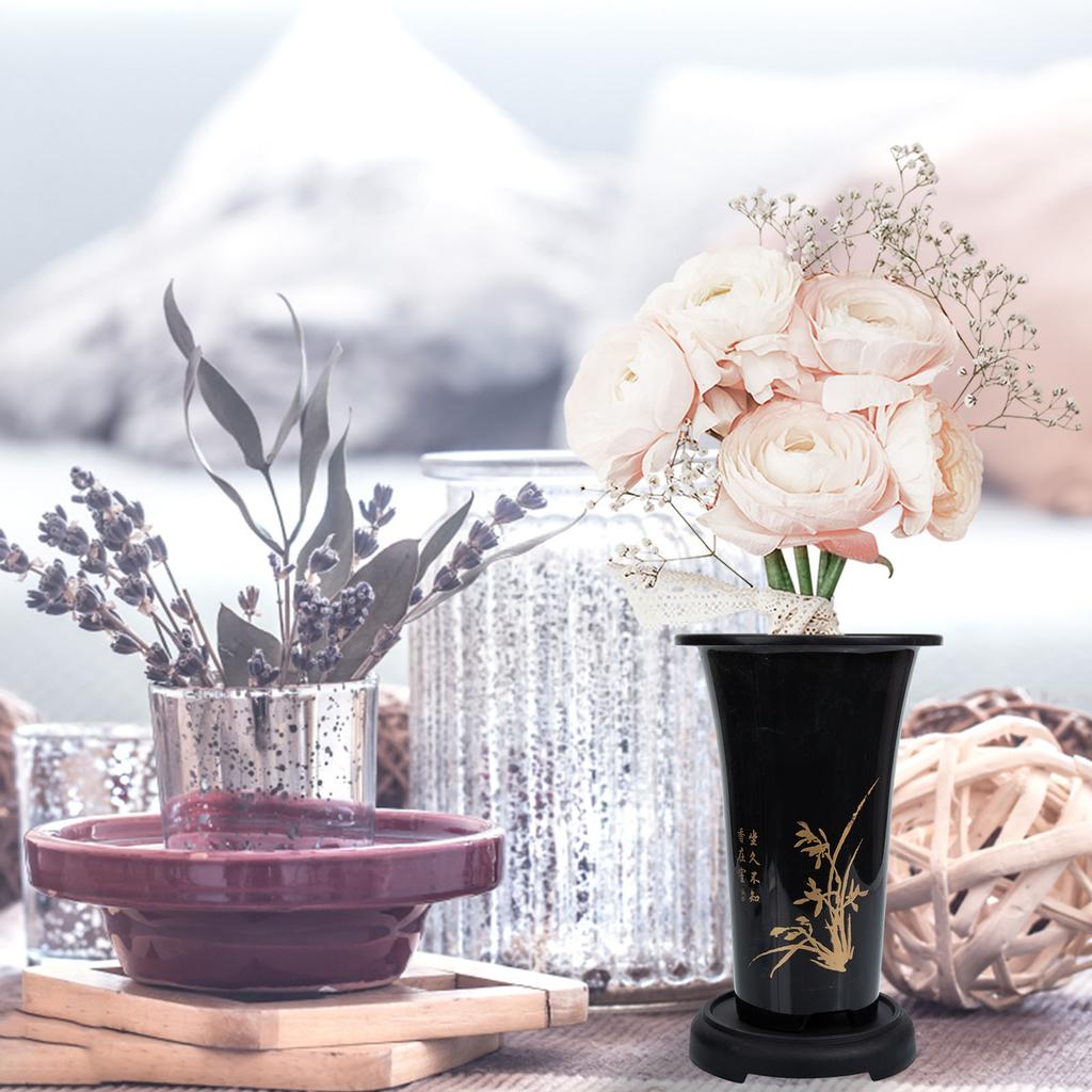 Высокие круглые черные кашпо Пластиковый цветочный горшок Смола Поддон Держатель для посадки цветов комнатных растений Большое кашпо Декоративное