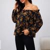 Женский весенний новый топ с открытыми плечами и цветочным принтом