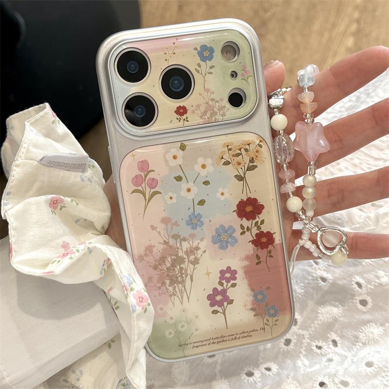 Ретро-чехол с цветочным пэчворком для iPhone 17/16 Pro Max/15/14 - Стильный и яркий дизайн