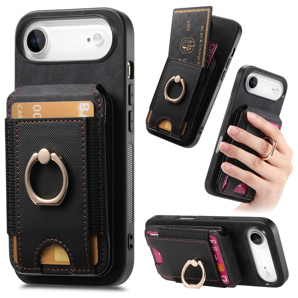 For iPhone Air Case Compatible with MagSafe Leather Back Cover with Detachable Card Holder Kickstand