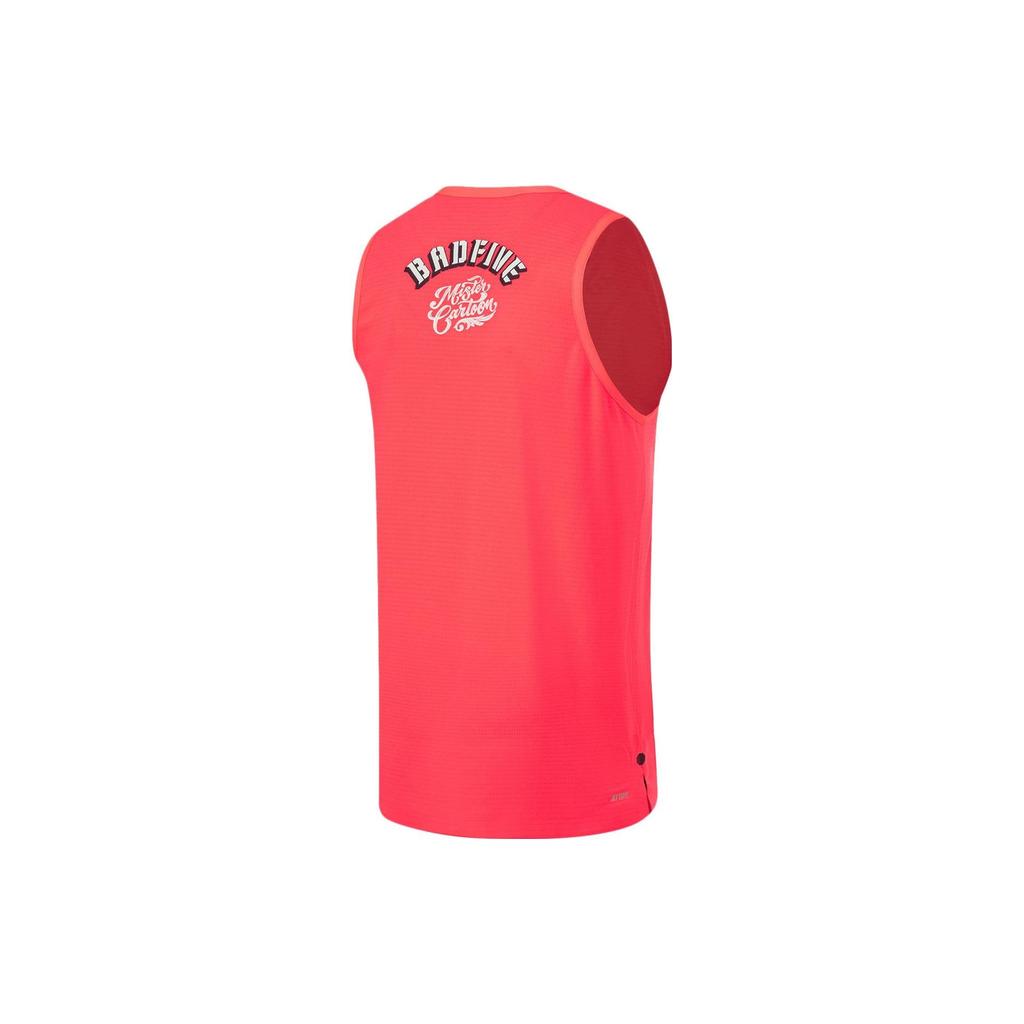Баскетбольная майка Li Ning X Mister Cartoon Collaboration Badfive Letter Print Quick-Dry Cool Competition, мужская майка, флуоресцентно-огненно-красная AAYT811-1