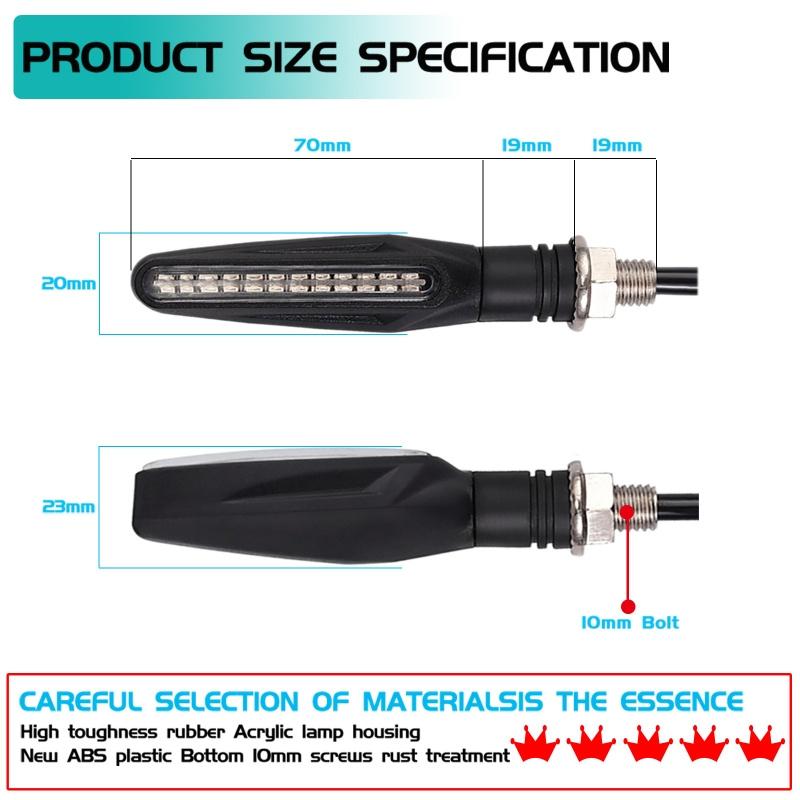 2 шт., 24 светодиода, универсальный индикатор для мотоцикла, плавный указатель поворота, гибкий мигающий тормоз/дневной бег