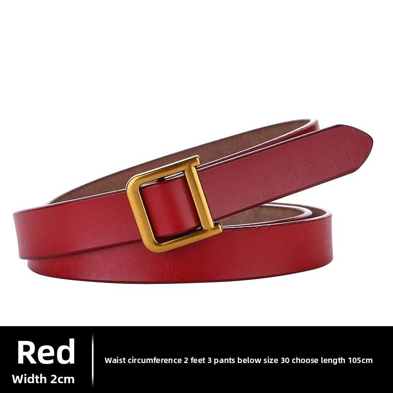 Classic Leather Waist Belt For Women With D Buck Closure For Dress Accessory