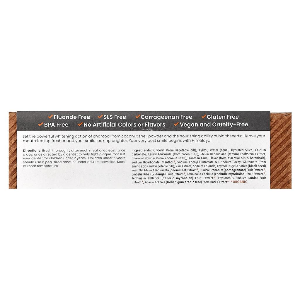 Whitening Anti-Plaque Toothpaste, Charcoal + Black Seed Oil, Mint Flavor, 113G(4.0Oz)