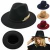 Fashion Autumn Winter Wool Felt Trilby Sun Hat Wide Brim Hat Jazz Cap