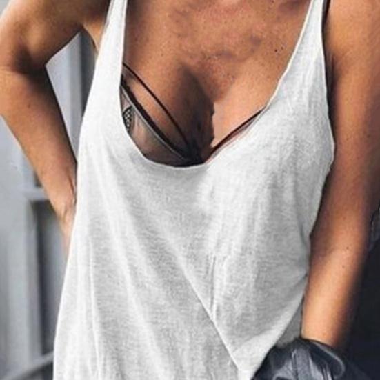 Тонкий женский жилет без рукавов с U-образным вырезом, женские повседневные однотонные свободные футболки