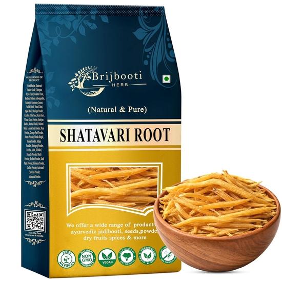 Brijbooti Shatavari Roots 400 Gr - Raw Indian Asparagus Racemosus Yellow Shatawar Organic satawari Pure Yellow Root | FSSAI, GMP, ISO Certified