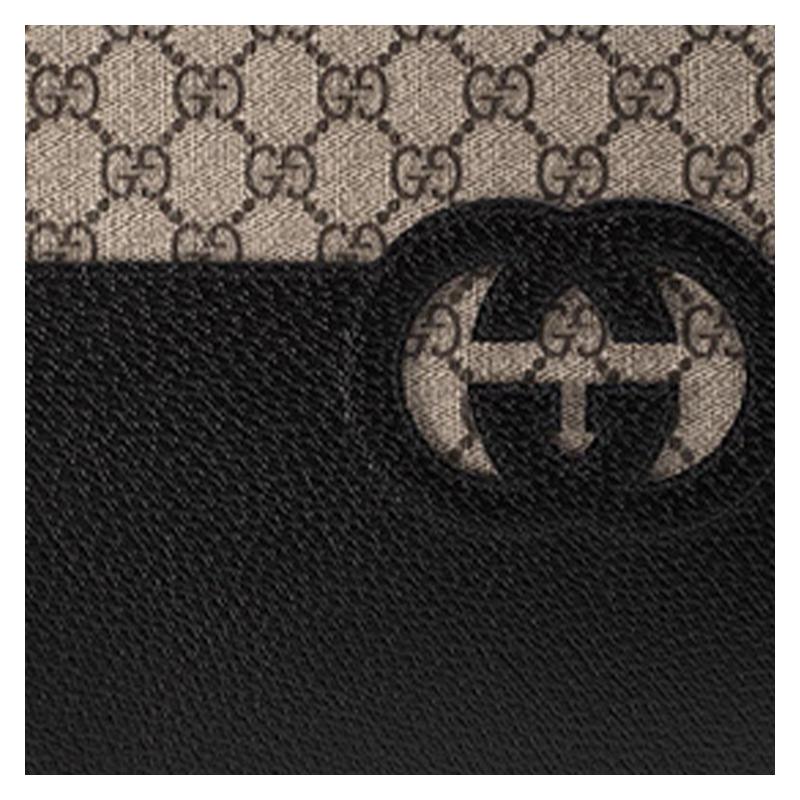 Gucci Застежка-молния с вырезом и переплетающимся логотипом Double G Холст и кожа Клатч Мужской Черный