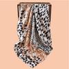 2025 High Quality Leopard Print Square Scarf Women's Imitation Silk Scarf Casual Versatile Decoration Small Neck Scarf 90CMx90CM