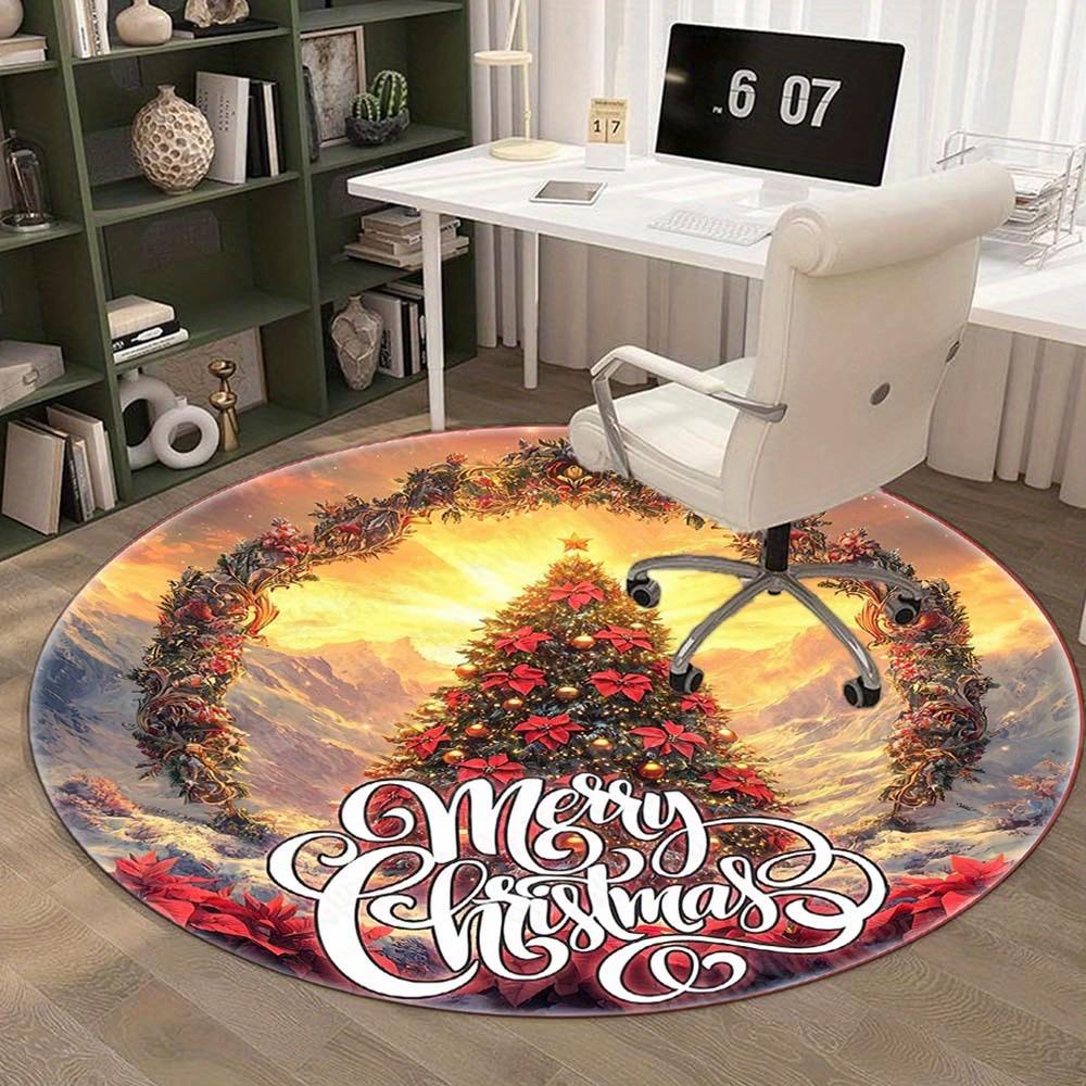 1 Piece Christmas Decoration Black Pink Santa Claus Round Rug Suitable For Office Bedroom And Kitchen Home Decoration Christmas Decoration Gifts For