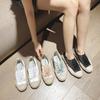Sheepskin Version~ Satin Niche Shoes Spring and Autumn 2025 Casual Canvas Thick-soled Dissolving Spanish Little White Shoes Women