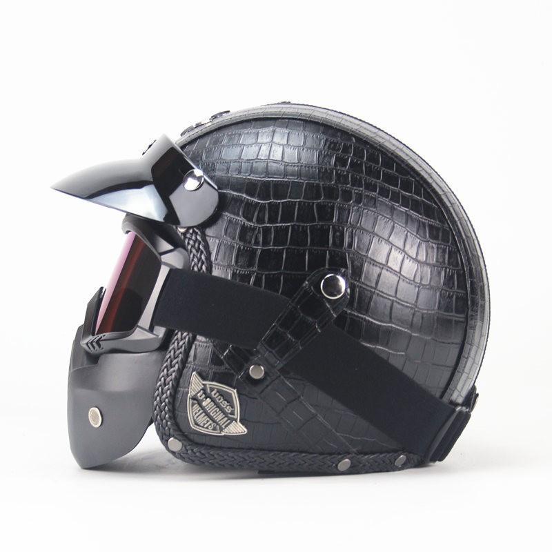 Custom Vintage 3/4 Open Face Motorcycle Helmet Men Women Handcrafted PU Leather ABS Shell