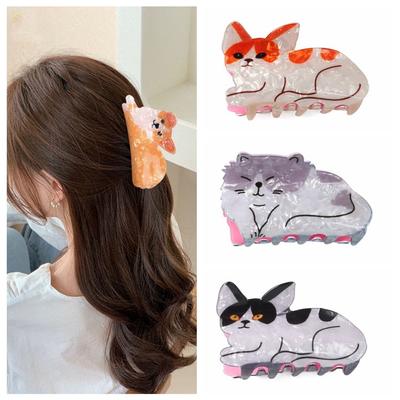 Cartoon Cat Hair Claw Korean Style Acrylic Animal Hair Clip Cute Animal Shark Clip  Daily