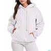 Womens Solid Color Hooded Sweatshirt Casual Loose Fit Long Sleeve Top