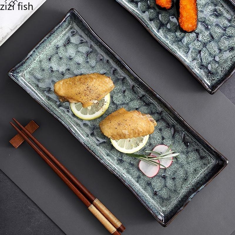 Creative Irregular Texture Ceramic Sushi Plate Flat Plate Dessert Snack Plate Sashimi Plates Restaurant Specialty Tableware