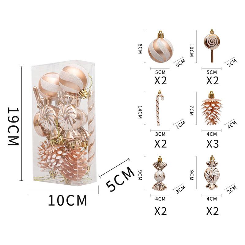 13Pcs/Set Pine Cone Candy Round Ball Christmas Tree Decor Festival Xmas Hanging Ornament