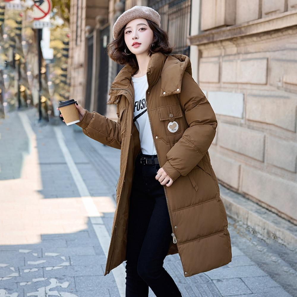 Новая приталенная одежда средней длины из хлопка с пухом, модная куртка большого размера с капюшоном, утолщенная хлопковая одежда, одежда-хлеб