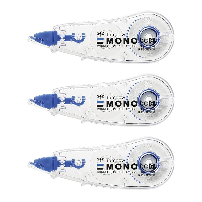 Корректирующая лента Tombow Pencil MONO CC (Мини-размер - Лента с высокой адгезией) 6 мм, Одноразовый тип, 6 м, 3 шт. KCB-327 (CT-CC6×3)