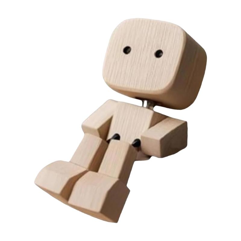 Shaking Feet Wooden Man Figurine Car Interior Small Desktop Ornaments Funny Wood Leg-swinging Figurine Gifts for Home