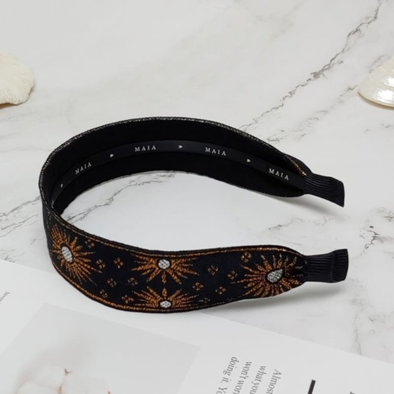 MAIA Ретро повязка на голову с жемчугом - Коричневая