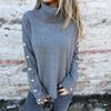 Autumn and Winter Casual High Collar Button Women's Knitted Sweaters