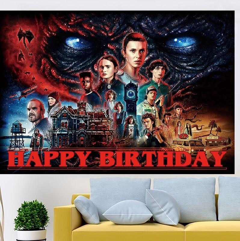 Stranger Things Backdrop Birthday Party Banner Demogorgon Decoration Photo Prop