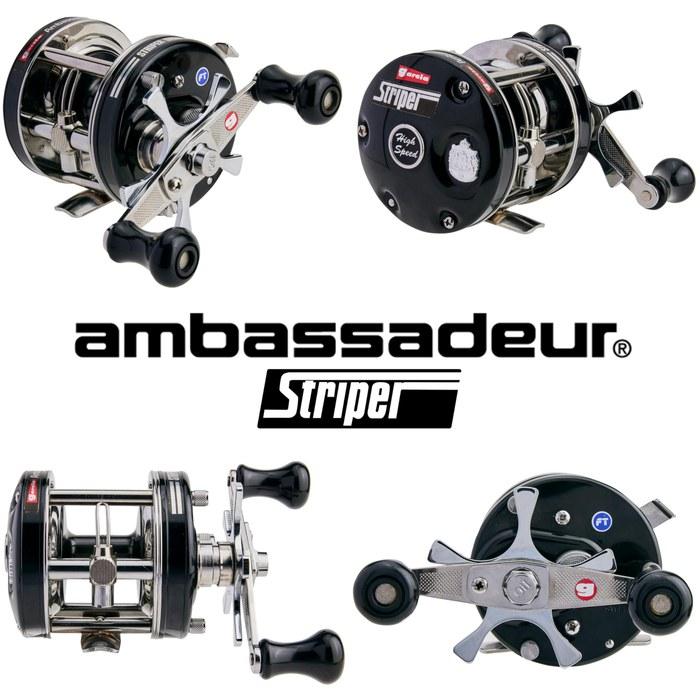 Круглая мультипликаторная катушка AbuGarcia AMB.5501 Striper Black Леворукая