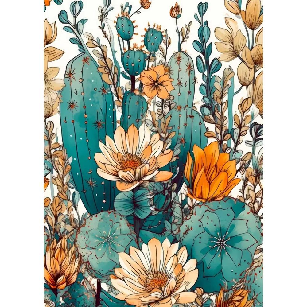 Vintage Mexican Cactus Poster Floral Moon Aesthetic Canvas Painting Prints Colourful Wall Art Picture Room Home Decor