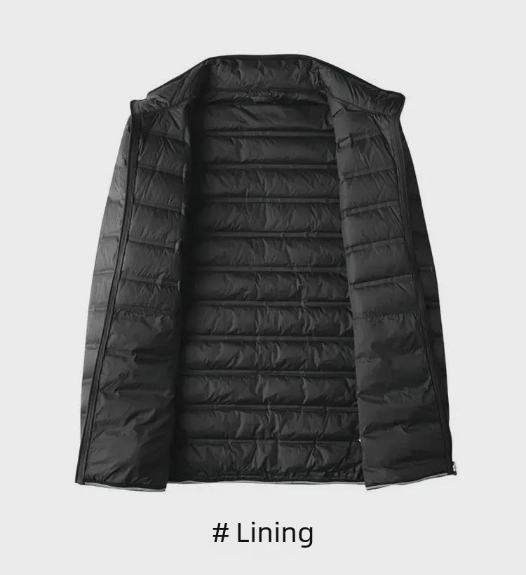 Men's Plus Size Light Down Cotton Jacket - Stand Collar, Autumn/Winter, Casual Fit