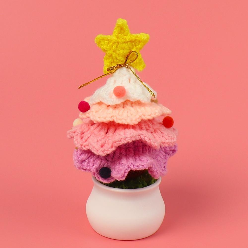 Ручная работа Вязаная крючком Рождественская елка Настольные игрушки Ручное плетение Вязаная Рождественская елка Готовое Рождественское украшение Имитация Комнатное растение