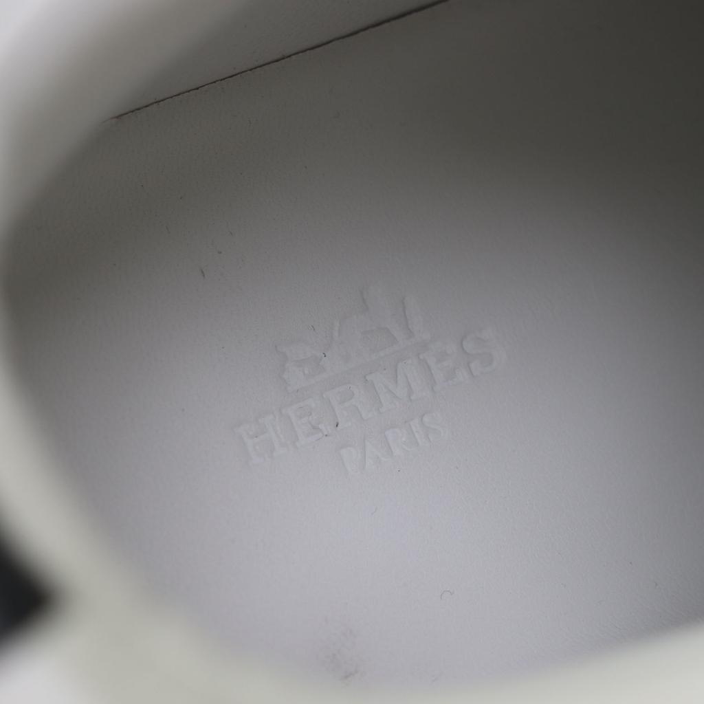 Excellent HERMES High cut sneakers inject White black leather mens 43.5 Used