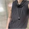 Niche Light Luxury Simple High Feeling Onyx Water Drop Necklace Snake Bone Chain Drawstring Sweater Chain Female