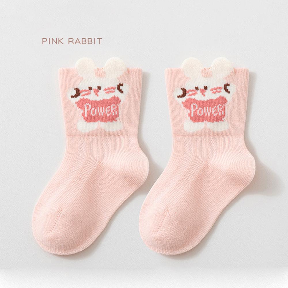1PCS Thin Mesh Cotton Baby Socks Cute Cartoon Animal Flat Seam No Bone Breathable Mid Socks A-Class Safe Toddler Socks 0-8 Years Old