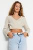 Women's Elegance Style Sweater Stone Crop Soft Textured Double Breasted Knitwear Sweater