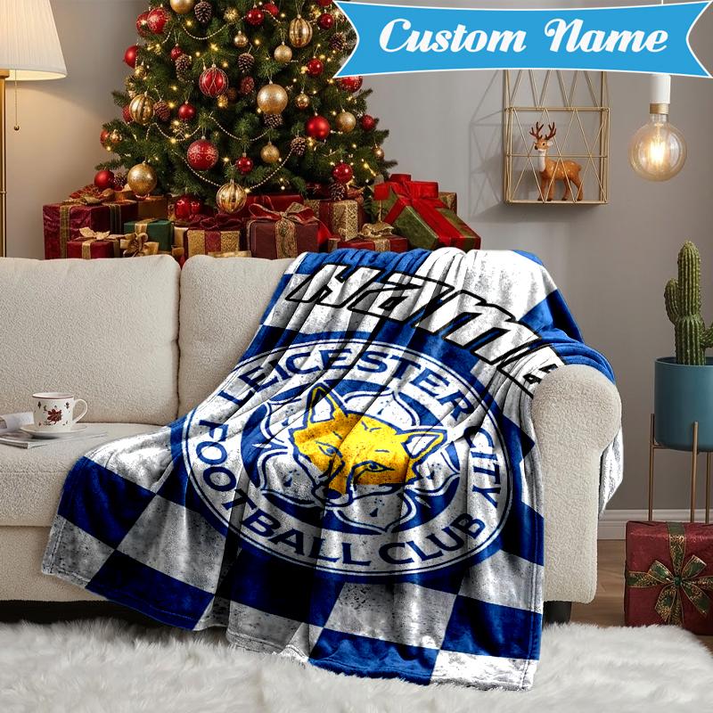 Custom Name Leicester Football Club Blanket Lightweight Ideal Bedding Blanket Perfect for Travel, Camping, Living Rooms, Sofas, Christmas gift