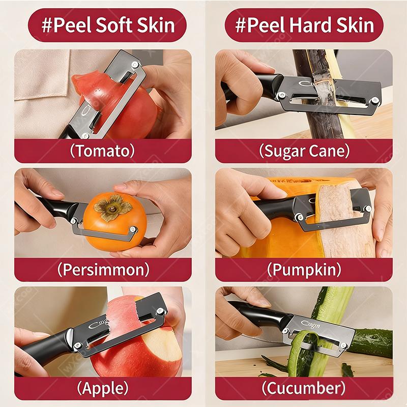 WXCOO ALL Steel Fruit Peeler Kitchen Vegetable Peeler Carrot Grater Fruit Scraping Tools Peeling for Planer Sugarcane Potatoes