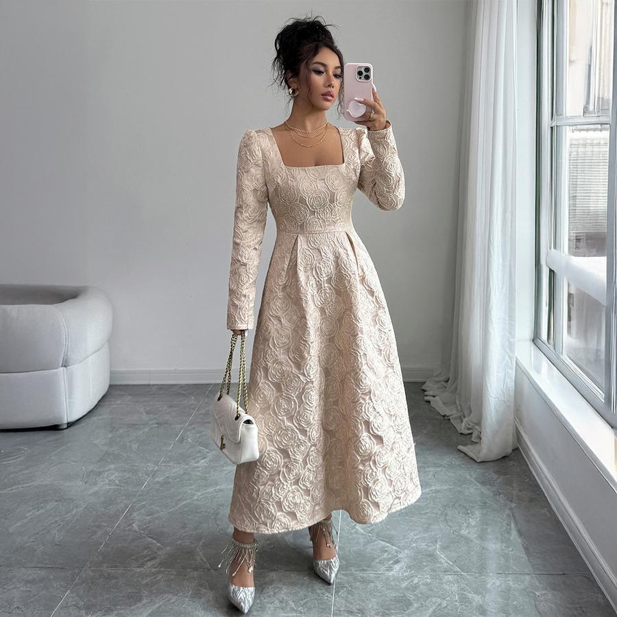 Элегантное платье-макси бодикон с длинным рукавом и пуговицей в виде ветра для женщин Осень/Зима