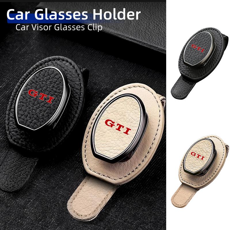 Car Sunglasses Holder Car Metal Leather Clip Auto Interior Accessories For VW GTI Golf Polo Passat Scirocco Tiguan Jetta T-ROC ujd9
