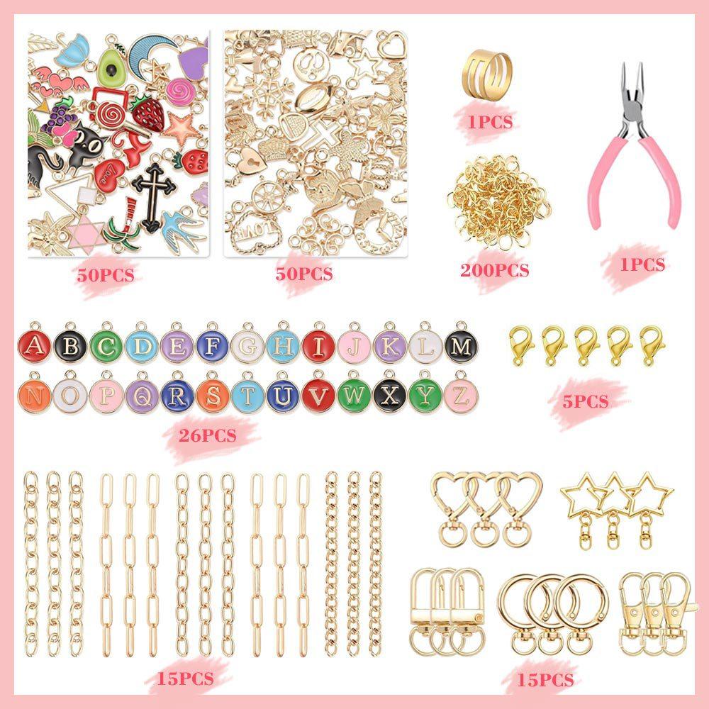 363-piece Cartoon Alloy Handmade DIY Keychain Kit for Making Letter Pendants Animal & Heart Charms and Accessories