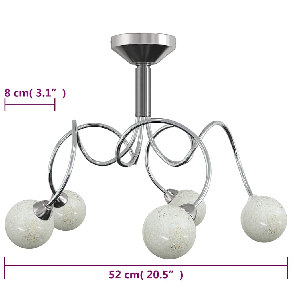 Ceiling Lamp with Round Glass Shades for 5 G9 LED Bulbs