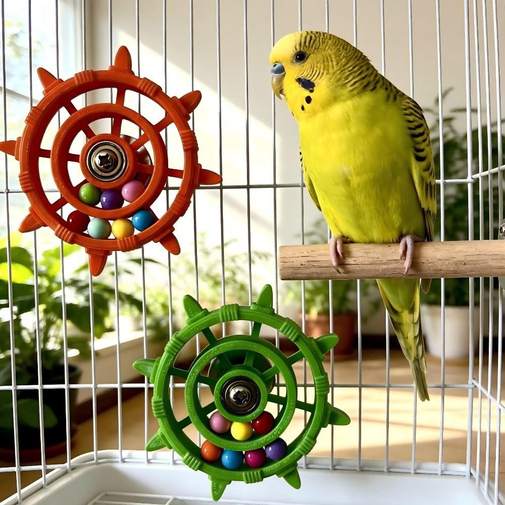 Colorful Beads Parrot Spinner Rattle Toy Bite Resistant Bird Cage Toy Bird Cage Use