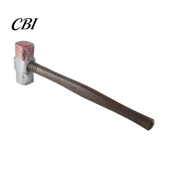 Escape Room Gear Plastic Fake Hammer Prop, Lightweight Sledge for Halloween Costume Role Play Tool Accessory, Spooky Faux Blood Weapon Cosplay, Scary
